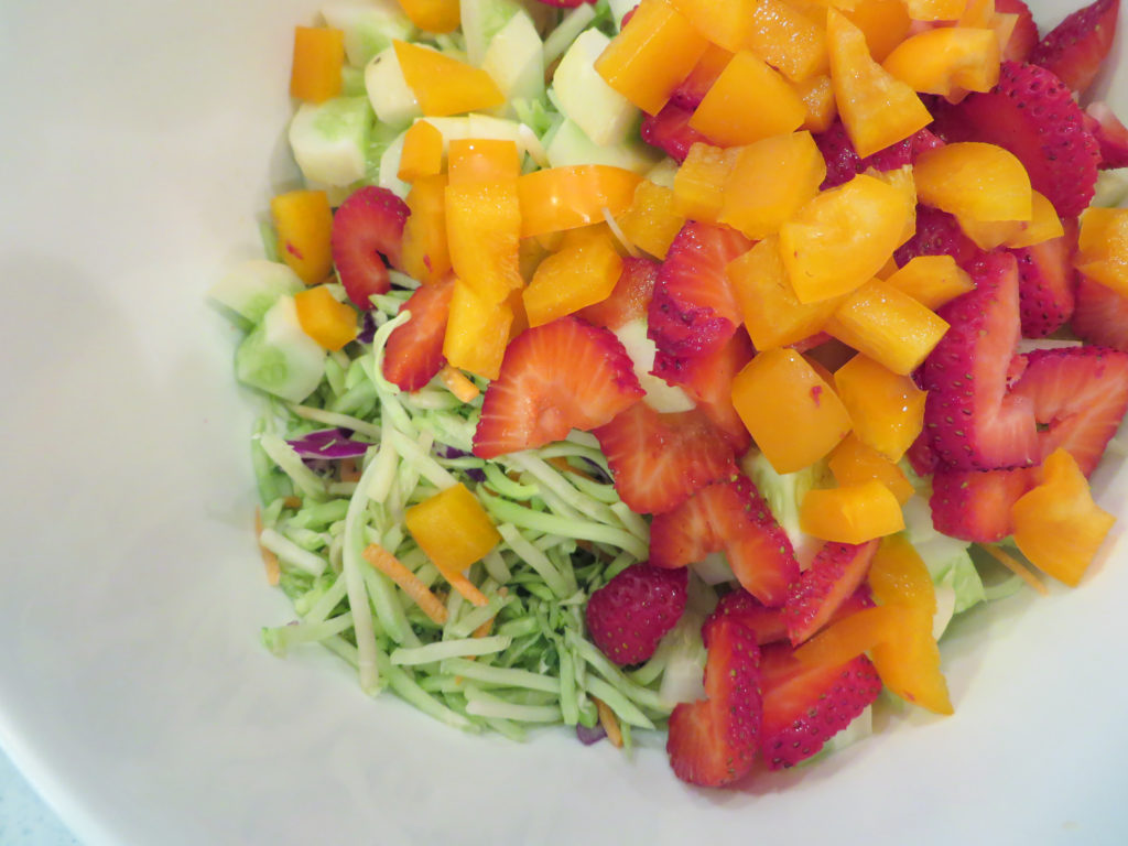 Asian Broccoli Slaw with Strawberries - I Feel Like Cooking
