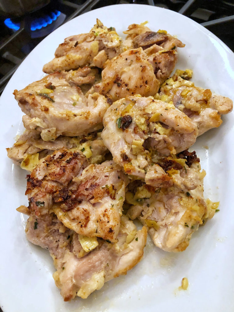 Creamy Artichoke Baked Chicken Thighs With Lemon White Wine Sauce - I Feel Like Cooking