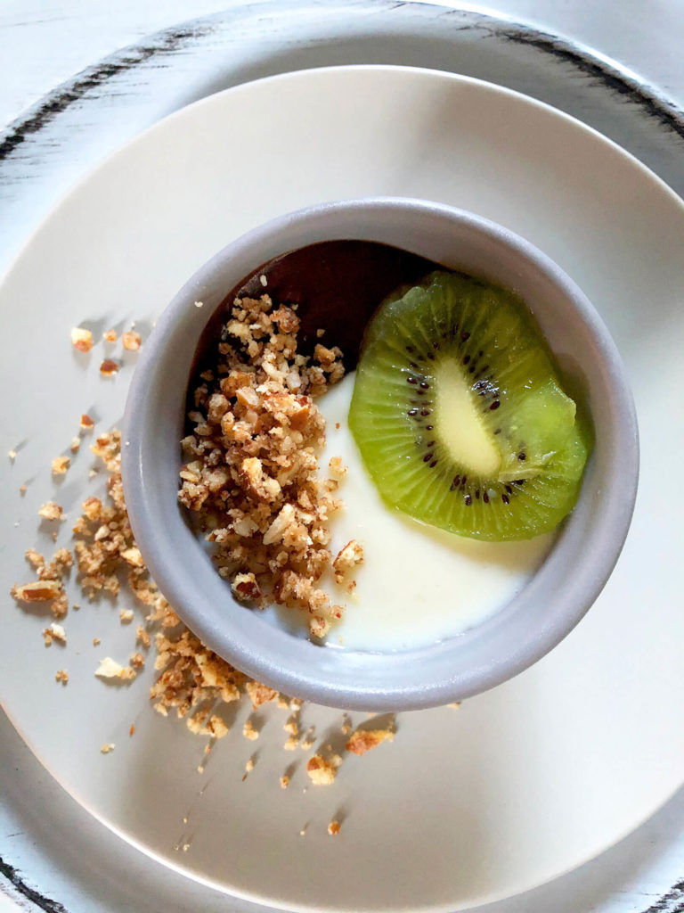 Chocolate Ganache & Lemon Crème Custard Cups Over Pretzel Pecan Crunch - I Feel Like Cooking