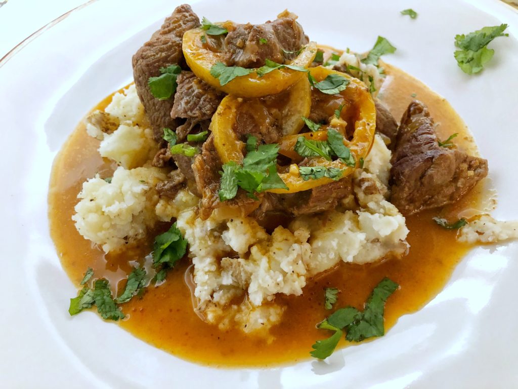 Lemon, Peppers, & Paprika Beef Stew with Tomato Bourbon Gravy - I Feel Like Cooking