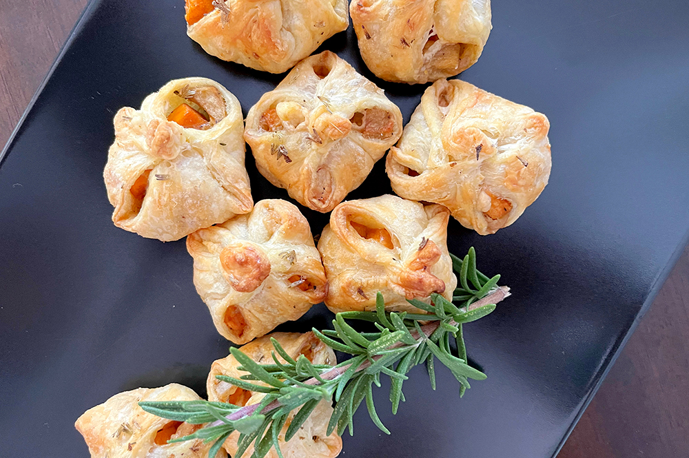 Sweet Potato, Apple, and Lavender Balsamic Puff Pastry Appetizers